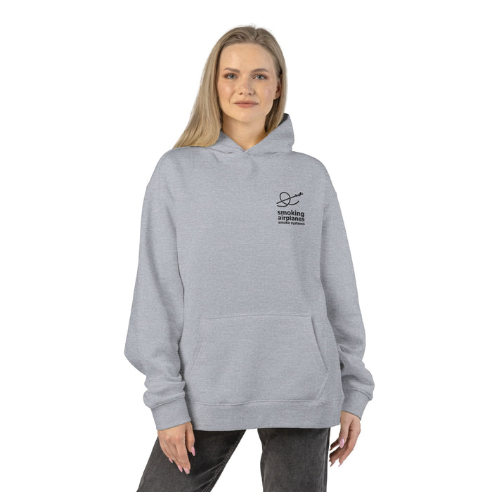 Relaxed Hoodie with Embroidered Smoking Airplanes Graphic
